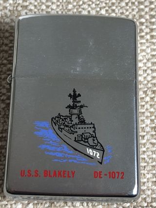 Vintage Zippo Us Navy Lighter Uss Blakely De - 1072 Estate Find