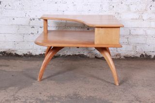 Heywood Wakefield Mid - Century Modern Solid Maple Corner End Table,  1950s