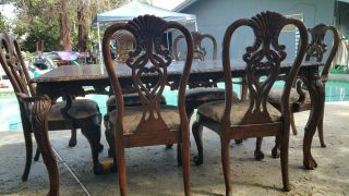 Early 1900 ' s Ball and Claw Feet Dining table with six chairs 2