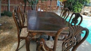 Early 1900 ' s Ball and Claw Feet Dining table with six chairs 4