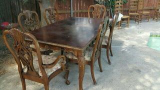 Early 1900 ' s Ball and Claw Feet Dining table with six chairs 5