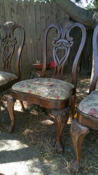 Early 1900 ' s Ball and Claw Feet Dining table with six chairs 6