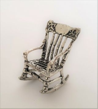Vintage Miniature Rocking Chair Doll House 800 Sterling Silver - Italy Hallmark