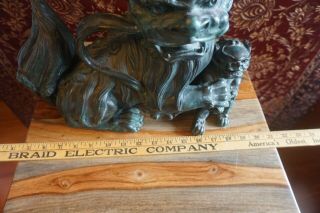 Maitland Smith Verdigris Patina Bronze Guardian Lion Foo Dogs - Vintage 3