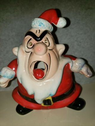 Vintage Kreiss & Co.  Psycho Ceramics Angry Santa Kitschy Christmas Figurine.  50s