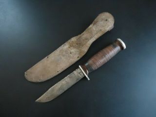 Vintage Schrade - Walden H - 15 Hunting Bowie Knife With Leather Sheath