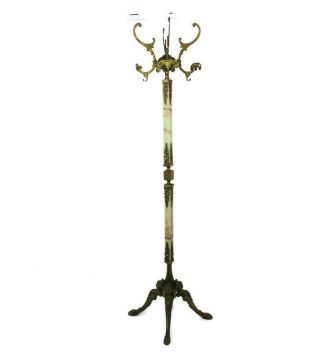 Reserved Onyx Marble Brass Hall Tree Coat Hat Rack Stand Mermaids Wow