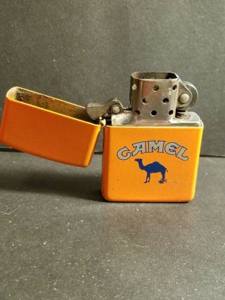 Old Vintage Orange Camel Zippo Cigarette Lighter With Display Case Z64 3