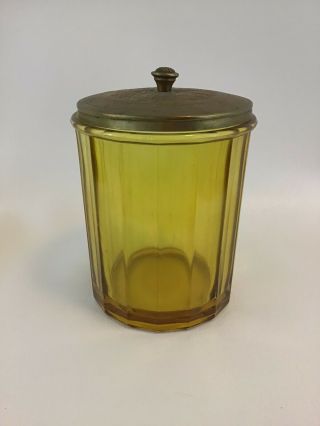 VTG Antique 1800 ' s Glass Tobacco Cigar Pipe Jar Humidor with Copper or Brass Lid 2