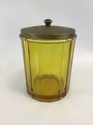 VTG Antique 1800 ' s Glass Tobacco Cigar Pipe Jar Humidor with Copper or Brass Lid 3