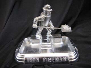 Vintage Iron Fireman Machine Age Coal Furnace Robot Adverting Ashtray - Art Deco