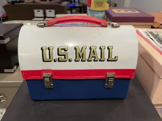 Vintage 1969 Us Post Office Dome Metal Lunchbox Great Shape