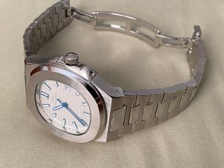 Lgxige Mens Watch Stainless White Blue Patek Philippe Nautilus Style