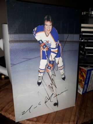 1979 Mark Messier Autographed Edmonton Oilers Team Postcard Rare