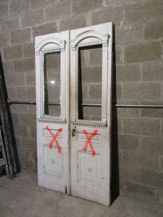 ANTIQUE CARVED DOUBLE ENTRANCE FRENCH DOORS 42 x 82 ARCHITECTURAL SALVAGE 3