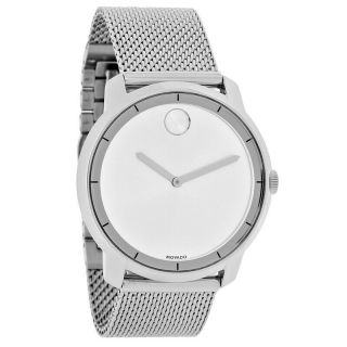 Movado Bold Mens Silver Dial Mesh Bracelet Swiss Quartz Watch 3600260