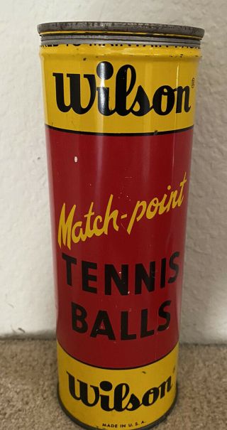 Vintage 1950’s Wilson Match Point Tennis Balls Empty Metal Tin Can