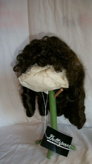 Older Dark Brown Wig Size 14 Long Curls For Your German Or French Antique Doll