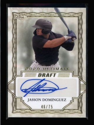 Jasson Dominguez 2020 Leaf Ultimate Draft Rookie Autograph Auto 46/75 Fc5134