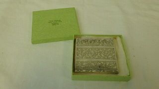 Art Deco Alpacca Hoka Silver Plated Cigarette Case W/box