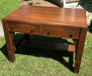 Fine Signed Limbert Arts And Crafts Mission Oak Library Table Desk Cape Cod