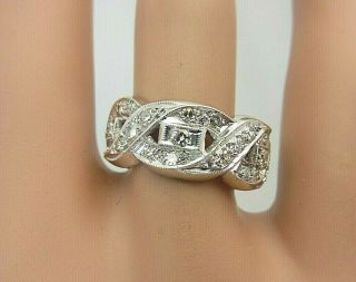 Vintage Antique 14k White Gold 1.  00 Ct Diamond Ring Wedding Band Size 5 1/2