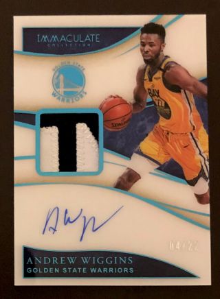 2019 - 20 Panini Immaculate Andrew Wiggins Game Worn Patch Auto D 4/22 Warriors