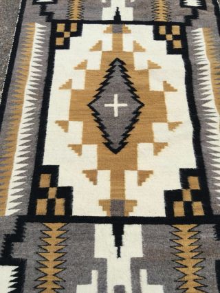 Navajo Rug Two Grey Hills Weaving Antique Native American Storm Pattern Tapestry