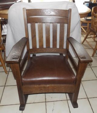 Solid Quartersawn Oak Arts & Crafts Mission Rocker / Rocking Chair (r253)