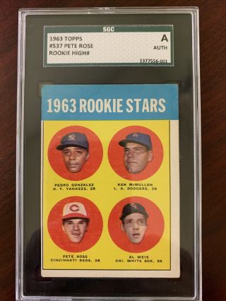 1963 Topps Pete Rose Rookie 537 Sgc A Authentic Rc