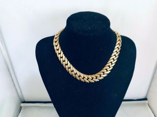 Vintage Monet Gold Tone Open Work Link Choker Necklace