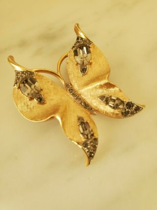 Rare Vintage Crown Trifari Rhinestone Butterfly Brooch