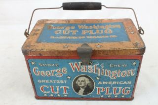 Vintage George Washington Metal Tobacco Tin Litho General Store Counter Display