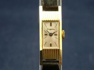 Vintage Dugena Swiss Dress Watch 14k Gold Mechanical Wind Up 1960s Nos