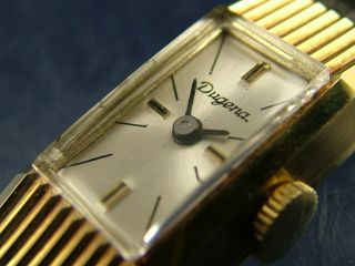Vintage Dugena Swiss Dress Watch 14K Gold Mechanical Wind Up 1960s NOS 3