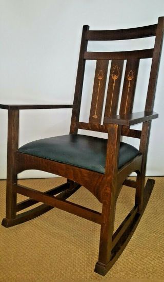 Gorgeous Stickley Mission Harvey Ellis Inlay Rocker Will Work With Shipper