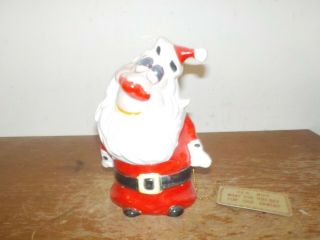 Vintage 1950s Kreiss Ceramic Christmas Santa Figure w/ Metal Tag What ' d ya get 4 2