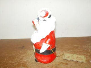 Vintage 1950s Kreiss Ceramic Christmas Santa Figure w/ Metal Tag What ' d ya get 4 3