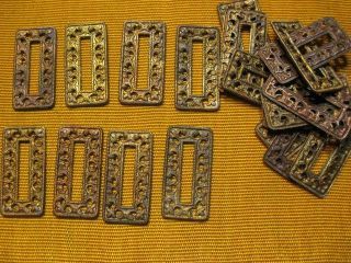 Vtg Mini Filagree Rectangle Frames Brass Jewelry Findings Stampings 7/8 " Long