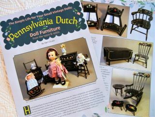 10p History Article - Vtg 1950 - 60s Pennsylvaia Dutch Decorated Doll Furniture