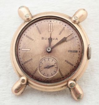 Vintage Mens Bulova 10ak 21 Jewel 14k Rose Gold Filled Wristwatch Watch Parts