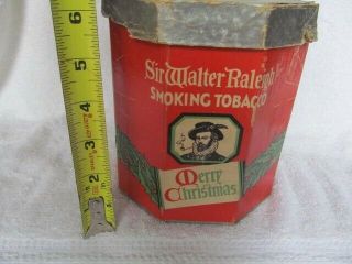 Rare Sir Walter Raleigh Merry Christmas Octogon Cardboard Tobacco Box