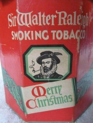 Rare Sir Walter Raleigh Merry Christmas Octogon Cardboard Tobacco Box 2