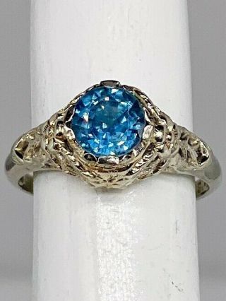 Antique 1920s $5000 1.  50ct Natural Blue Sapphire 18k White Gold Filigree Ring