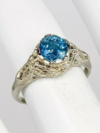 Antique 1920s $5000 1.  50ct Natural Blue Sapphire 18k White Gold Filigree Ring 2