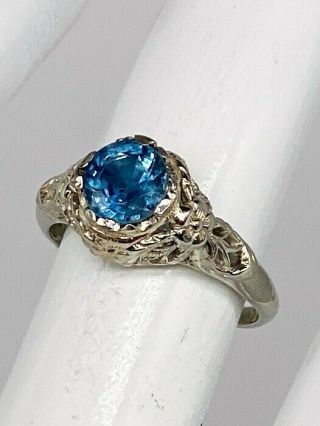 Antique 1920s $5000 1.  50ct Natural Blue Sapphire 18k White Gold Filigree Ring 3