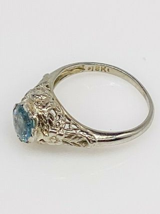 Antique 1920s $5000 1.  50ct Natural Blue Sapphire 18k White Gold Filigree Ring 5