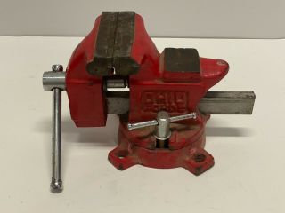 Vintage Ohio Forge Bench Vise With Anvil - 3 1/2 Inch Vise Jaws - Rotating Base