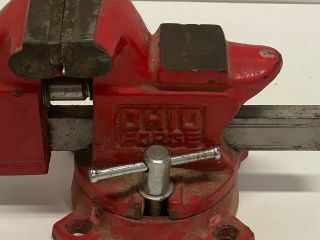 Vintage Ohio Forge Bench Vise With Anvil - 3 1/2 Inch Vise Jaws - Rotating Base 2