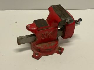 Vintage Ohio Forge Bench Vise With Anvil - 3 1/2 Inch Vise Jaws - Rotating Base 3